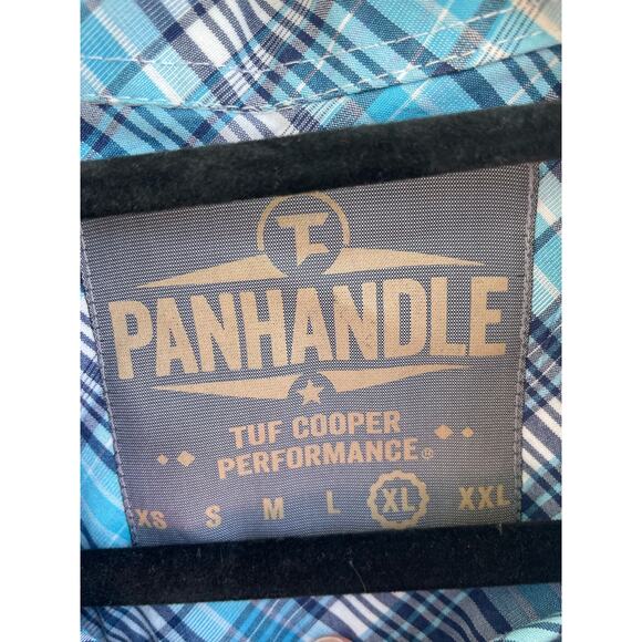 Panhandle Slim Tuf Cooper Performance Blue Plaid Button up XL long sleeve - Picture 3 of 9